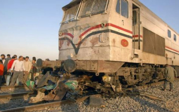 حادث تصادم  قطار بضائع  بسيارة نقل بطنطا