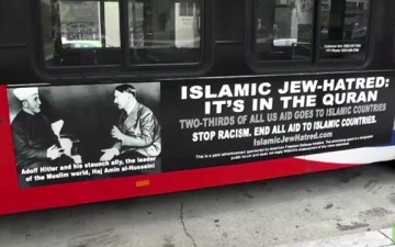 بالفيديو.. المفتي وهتلر على باصات حملة «ضد الإسلام» في أمريكا
