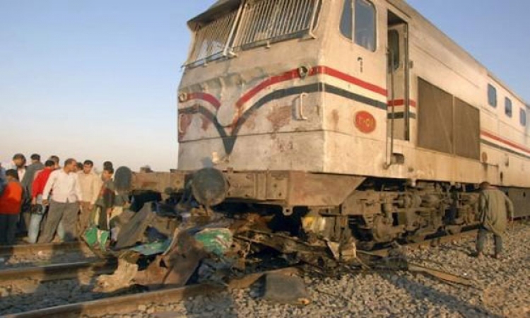 حادث تصادم  قطار بضائع  بسيارة نقل بطنطا