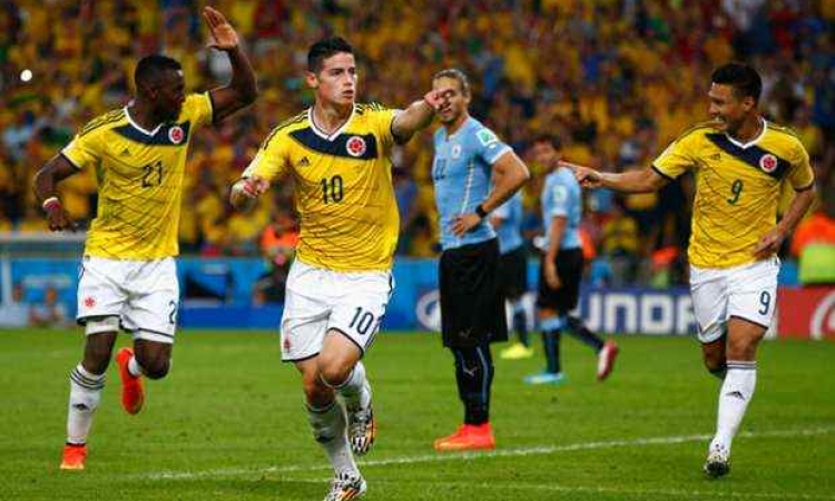 كولومبيا تتأهل إلى ربع نهائي مونديال البرازيل علي حساب أوروغواي