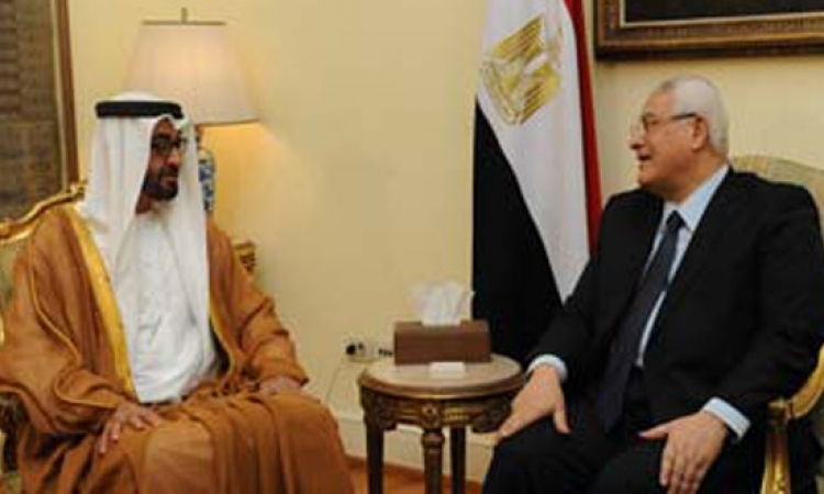 ولي عهد أبو ظبي يؤكد للرئيس منصور استمرار الدعم الكامل لمصر