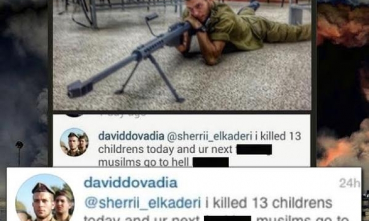 بالصورة.. قناص إسرائيلى يتفاخر على انستجرام : قتلت 13 طفلاً فلسطينياً فى يوم واحد