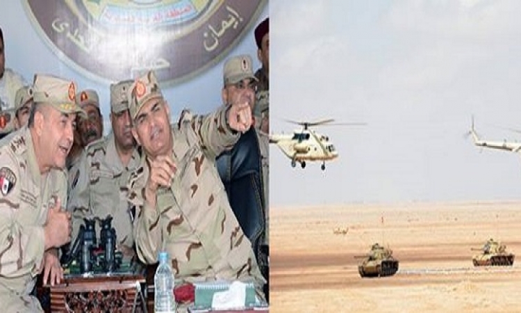 صبحى يشهد المناورة ” رعد ” على الحدود الليبية التى جرت بمشاركة جميع أسلحة الجيش