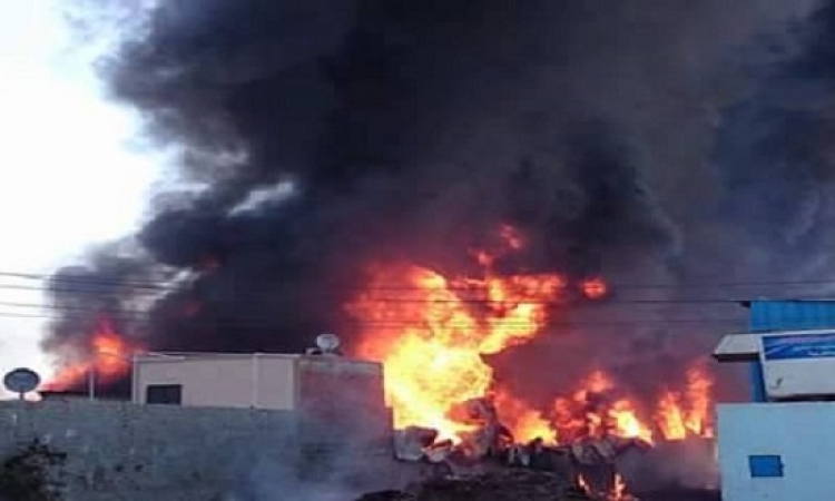 حريق هائل مصنع خل بطريق مصر اسكندرية و16 سيارة اسعاف للسيطرة عليه