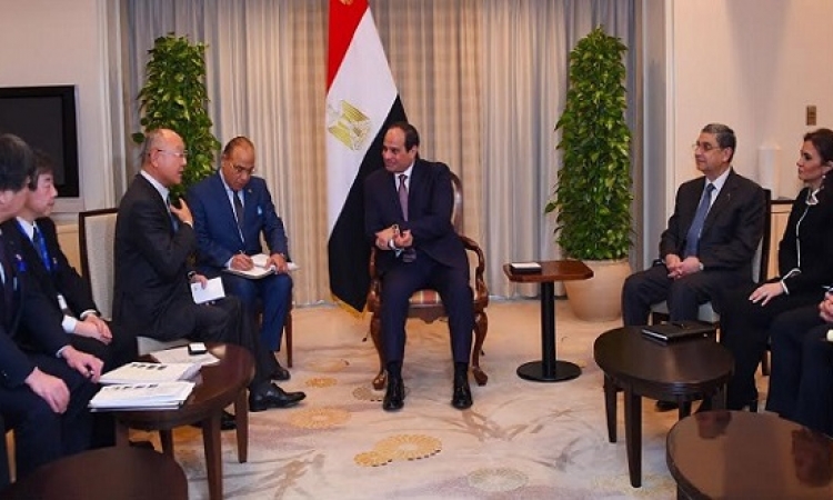 الرئيس السيسى يلتقى رئيس شركة تويوتا وبطل السومو المصرى