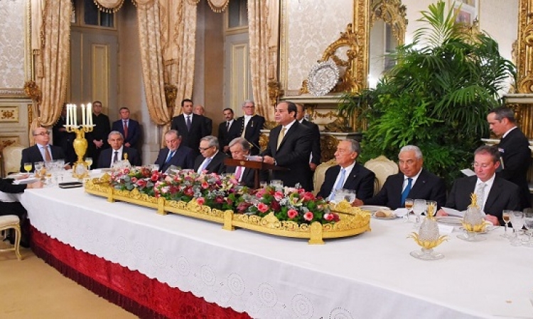 بالصور .. رئيس البرتغال يقيم مأدبة عشاء على شرف الرئيس السيسى