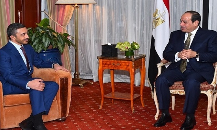 الرئيس السيسى يبحث قضايا المنطقة مع وزير الخارجية الإماراتى بمقر إقامته بنيويورك